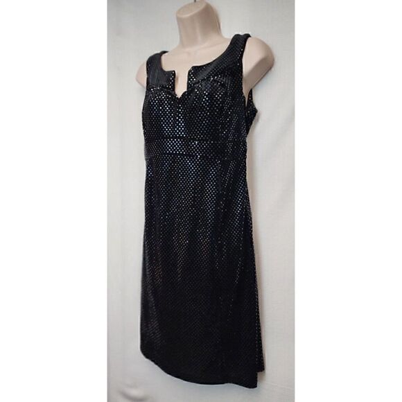 Mimi Maternity Black Sequin Notched Neckline Built-in Tie Dress Size Small - Picture 6 of 8